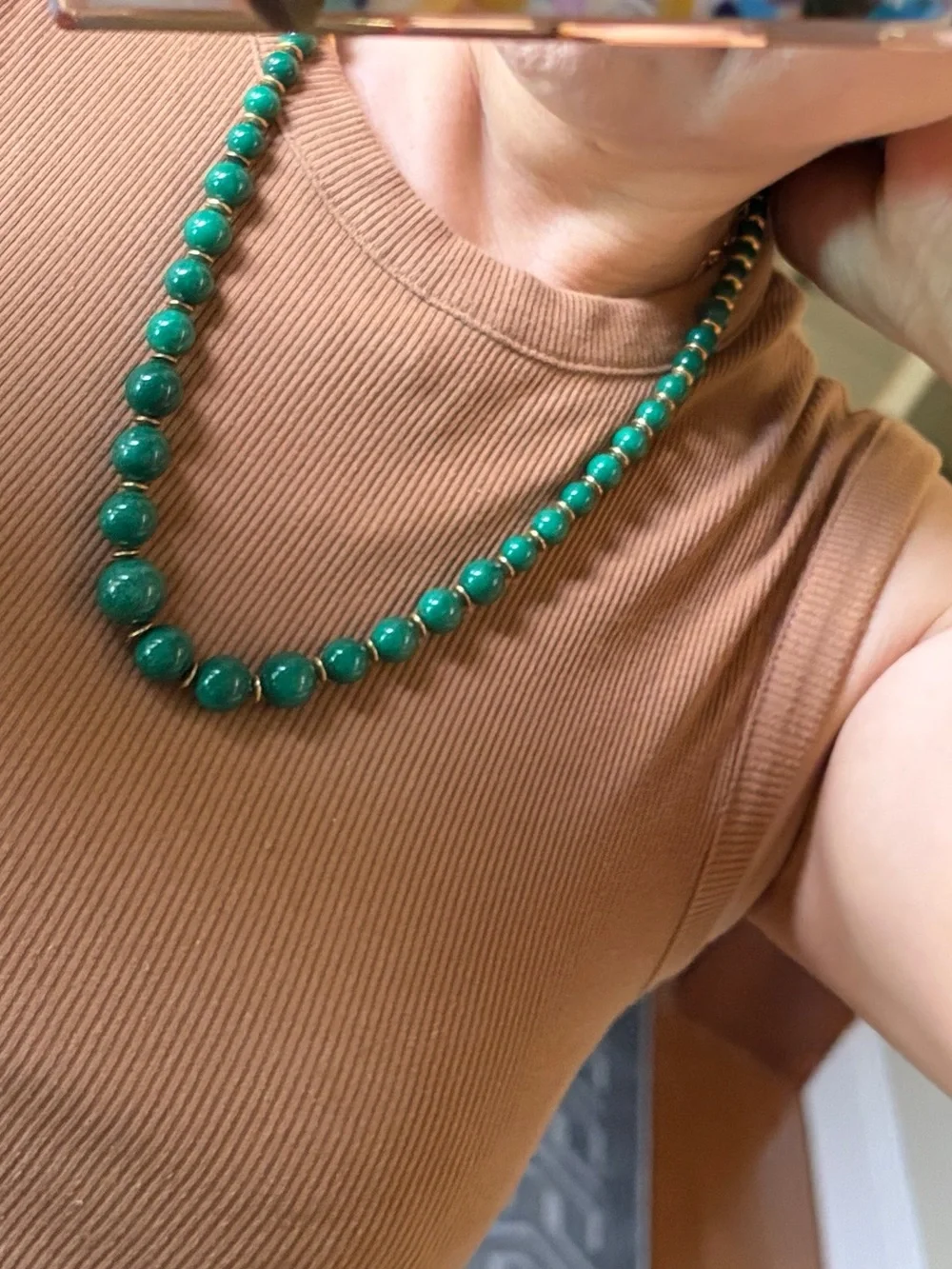 Handcuff green stone and  gold vintage Necklaces 💥🌺🌺💥